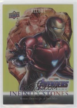 2022 Upper Deck Marvel Allure - Infinity Stones - Gold Reality Stone #IS-1 - Robert Downey Jr. as Iron Man /99