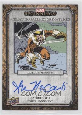 2022 Upper Deck Marvel Beginnings Vol. 2 Series 1 - Creator Gallery Signatures #CG-AN - Ann Nocenti - Sabretooth, Daredevil #238