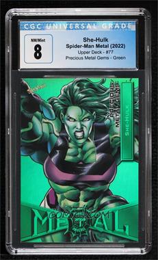 2022 Upper Deck Marvel Metal Universe Spider-Man - [Base] - Precious Metal Gems Green #77 - She-Hulk /10 [CGC 8 NM/Mint]