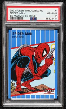 2023 Fleer Throwbacks '89 Marvel Edition - [Base] - Blue #1 - Spider-Man /25 [PSA 10 GEM MT]
