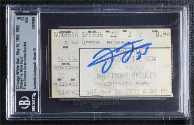 1900-Present Authenticated Autographs - Ticket Stubs and Passes #_FRTH - Frank Thomas [BAS BGS Authentic]