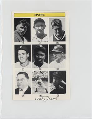 1985 KTO Inteleisure Whoozit? Game Cards - [Base] #SPOR.12 - Jack Dempsey, Ty Cobb, Gene Tunney, Willie Jones, Josh Gibson, Lou Gehrig, Harry Frazee, Eddie Gaedel, Red Rolfe