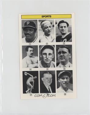 1985 KTO Inteleisure Whoozit? Game Cards - [Base] #SPOR.19 - Vida Blue, Suzanne Lenglen, Sid Luckman, Jake Kilrain, Pepper Martin, Vince Richards, Discus Throw, Bert Bell, Joe Dugan