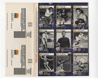 1991 Sports Illustrated for Kids Series 1 - Uncut 9-Card Sheet #316-324 - Wyomia Tyus, Joe Louis, Bobby Orr, Ty Cobb, Jim Thorpe, Althea Gibson, Sonja Henie, Bill Russell, Red Grange