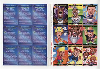 2000 Sports Illustrated for Kids Series 2 - Uncut 9-Card Sheet #946-954 - Halloween Costume/Olympic Legends - Theoren Fleury, Randy Moss, Glenn Robinson, Tim Dwight, Vince Carter, Kristine Lilly, Tina Thompson, Sheryl Swoopes, Cynthia Cooper, Jason Kendall, Bucky Lasek, Karch Kiraly, Carl Lewis, Matt Biondi, Greg Louganis