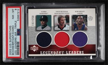 2002-03 Upper Deck UD Superstars - Legendary Leaders Triple #IS/DB/KB-L - Ichiro Suzuki, David Beckham, Kobe Bryant /250 [PSA 8 NM‑MT]