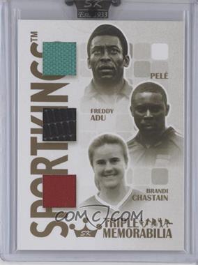 2008 Sportkings Series B - Triple Memorabilia - Gold #TM-10 - Pele, Freddy Adu, Brandi Chastain /10