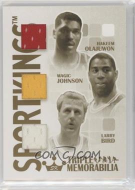 2008 Sportkings Series B - Triple Memorabilia - Gold #TM-14 - Hakeem Olajuwon, Magic Johnson, Larry Bird /10