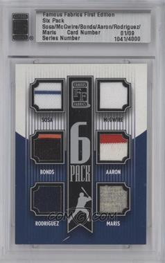 2010 Famous Fabrics First Edition - 6 Pack - Silver #_SBRMAM - Hank Aaron, Alex Rodriguez, Sammy Sosa, Barry Bonds, Mark McGwire, Roger Maris /9