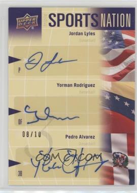 2011 Upper Deck World of Sports - Sports Nation Triple Signatures #SN-LRA - Yorman Rodriguez, Pedro Alvarez, Jordan Lyles /10
