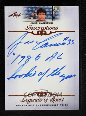 2012 Leaf Legends of Sport - Inscriptions #I-JC1 - Jose Canseco