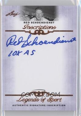 2012 Leaf Legends of Sport - Inscriptions #I-RS1 - Red Schoendienst