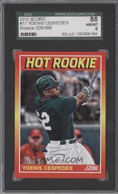 2012 Panini Toronto Fall Expo - Score Hot Rookies #17 - Yoenis Cespedes /399 [SGC 88 NM/MT 8]