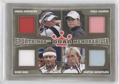 2012 Sportkings Series E - Quad Memorabilia - Gold #QM-04 - Annika Sorenstam, Paula Creamer, Bjorn Borg, Martina Navratilova