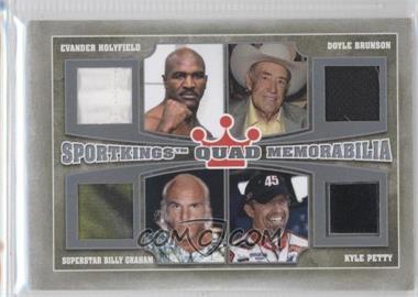 2012 Sportkings Series E - Quad Memorabilia - Silver #QM-03 - Evander Holyfield, Doyle Brunson, Billy Graham, Kyle Petty /30