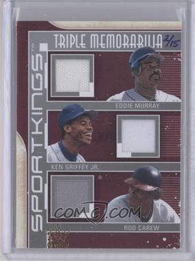 2012 Sportkings Series E - Triple Memorabilia - Silver 2015 Sport Kings Vault #TM-03 - Eddie Murray, Ken Griffey Jr., Rod Carew /15