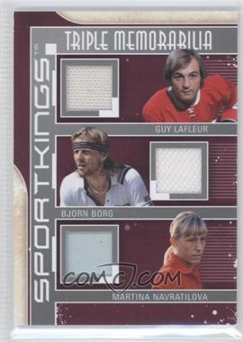 2012 Sportkings Series E - Triple Memorabilia - Silver #TM-06 - Guy Lafleur, Bjorn Borg, Martina Navratilova