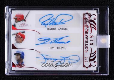 2018-19 Leaf Pearl - Pearl Signatures 6 - Red Spectrum Holofoil #PS6-04 - Barry Larkin, Jim Thome, Sammy Sosa, Frank Thomas, Jose Canseco, Ken Griffey Jr. /3 [Uncirculated]