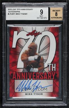 2018 Leaf 70th Anniversary - Autographs - Red #L70-MT1 - Mike Tyson /1 [BGS 9 MINT]