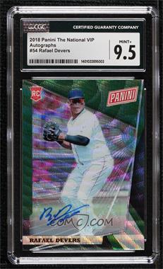 2018 Panini The National VIP - [Base] - Green Autograph #54 - Rafael Devers /25 [CGC 9.5 Mint+]