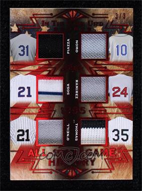 2019 Leaf In The Game Used Sports - All-Star Game History 6 Relics - Red #ASG-11 - Mike Piazza, Hideo Nomo, Sammy Sosa, Manny Ramirez, Paul O'Neill, Frank Thomas /3