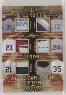 2019 Leaf In The Game Used Sports - All-Star Game History 6 Relics Prime - Gold #ASGP-11 - Mike Piazza, Hideo Nomo, Sammy Sosa, Manny Ramirez, Paul O'Neill, Frank Thomas /1
