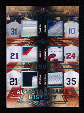 2019 Leaf In The Game Used Sports - All-Star Game History 6 Relics Prime - Platinum Blue #ASGP-11 - Mike Piazza, Hideo Nomo, Sammy Sosa, Manny Ramirez, Paul O'Neill, Frank Thomas /5