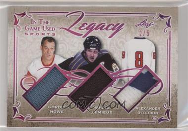 2019 Leaf In The Game Used Sports - Legacy Triple Relics - Magenta #L-06 - Gordie Howe, Mario Lemieux, Alexander Ovechkin /5