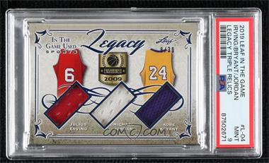2019 Leaf In The Game Used Sports - Legacy Triple Relics #L-04 - Julius Erving, Michael Jordan, Kobe Bryant /30 [PSA 9 MINT]