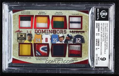 2019 Leaf Ultimate Sports - Ultimate Domin8ors Relics - Red #UD8-06 - Connor McDavid, Neymar Jr., Kobe Bryant, Alexander Ovechkin, Kevin Durant, Andy Murray, Ichiro , Tom Brady /3 [BGS 9 MINT]