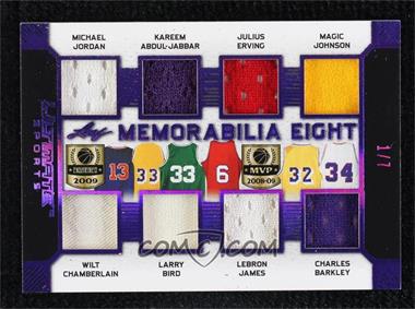 2019 Leaf Ultimate Sports - Ultimate Memorabilia Eight - Purple #U8-04 - Michael Jordan, Wilt Chamberlain, Kareem Abdul-Jabbar, Larry Bird, Julius Erving, LeBron James, Magic Johnson, Charles Barkley /7