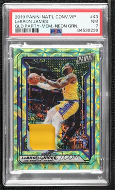 2019 Panini National Convention VIP - [Base] - Neon Green Prizm Memorabilia #43 - LeBron James /25 [PSA 7 NM]