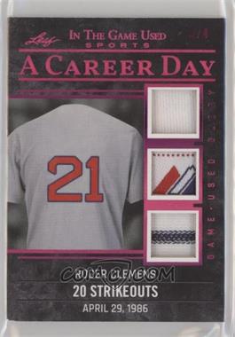 2020 Leaf In The Game Used Sports - A Career Day - Magenta #CD-30 - Roger Clemens /4