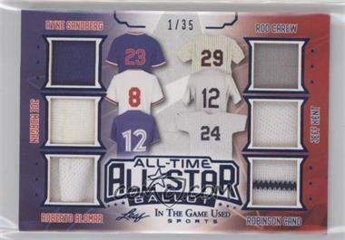 2020 Leaf In The Game Used Sports - All-Time All Star Ballot #ATAS-02 - Ryne Sandberg, Joe Morgan, Roberto Alomar, Rod Carew, Jeff Kent, Robinson Cano /35