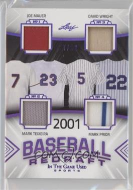 2020 Leaf In The Game Used Sports - Baseball Redraft - Purple #BBR-14 - Joe Mauer, Mark Teixeira, David Wright, Mark Prior /12