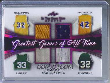 2020 Leaf In The Game Used Sports - Greatest Games of All Time - Magenta #GGAT-12 - Magic Johnson, James Worthy, Larry Bird, Kevin McHale /4