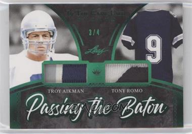 2020 Leaf In The Game Used Sports - Passing the Baton - Green #PTB-09 - Troy Aikman, Tony Romo /4