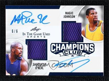 2020 Leaf In The Game Used Sports - The Champions Club - Purple #CC-03 - Magic Johnson, Shaquille O'Neal /6
