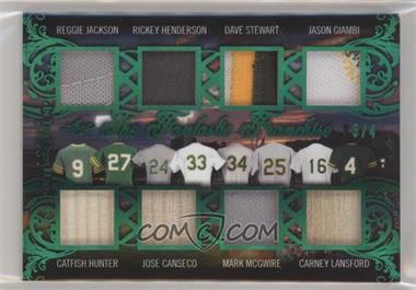 2020 Leaf In The Game Used Sports - The Fantastic Franchise - Green #TFF-18 - Reggie Jackson, Catfish Hunter, Rickey Henderson, Jose Canseco, Dave Stewart, Mark McGwire, Jason Giambi, Carney Lansford /4