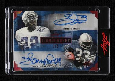 2021 Leaf Art of Sport - Iconography Dual Autographs - Purple Holofoil #I-11 - Emmitt Smith, Tony Dorsett /5 [Uncirculated]