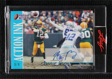 2021 Leaf Pro Set Sports - Online Exclusive Action Ink Autographs - Light Blue #AI-AR1 - Aaron Rodgers /9 [Uncirculated]