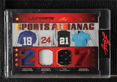 2021 Leaf Ultimate Sports - Sports Almanac - Bronze #USA-17 - Peyton Manning, Manny Ramirez, Roger Federer /25 [Uncirculated]