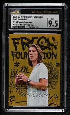 2021 Skybox Metal Universe Champions - Fresh Foundation - Precious Metal Gems Orange #FF50 - Trevor Lawrence /100 [CSG 9.5 Mint Plus]