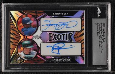 2022 Leaf Exotic - Dual Autographs - Pre-Production Proof Tiger Autographs #EDA-25 - Sammy Sosa, Mark McGwire /1 [Uncirculated]