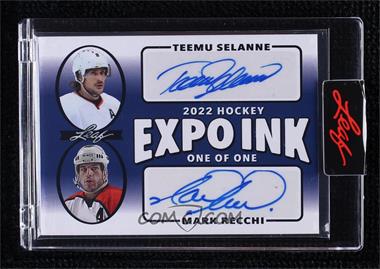 2022 Leaf Expo 2022 - Expo Ink Dual - Purple #EID-19 - Teemu Selanne, Mark Recchi /1 [Uncirculated]