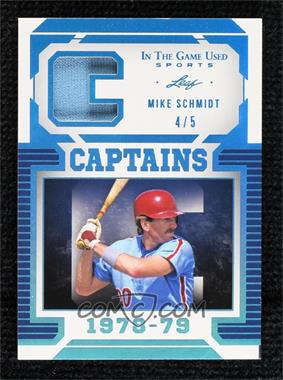 2022 Leaf In The Game Used Sports - Captains - Platinum Blue #C-19 - Mike Schmidt /5