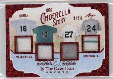 2022 Leaf In The Game Used Sports - Cinderella Story - Red Pattern #CS-08 - Edgar Renteria, Gary Sheffield, Kevin Brown, Bobby Bonilla /50