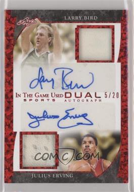2022 Leaf In The Game Used Sports - In The Game Used Dual Autographs - Red Pattern #GDA-12 - Larry Bird, Julius Erving /20