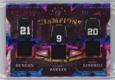 2022 Leaf In The Game Used Sports - Reign Of Champions - Rainbow #RC-04 - Tim Duncan, Tony Parker, Manu Ginobili /8
