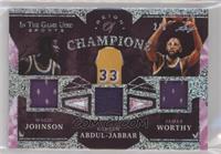 Magic Johnson, Kareem Abdul-Jabbar, James Worthy [EX to NM] #/6